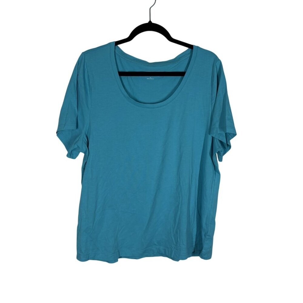 Soft Surroundings Women 1X Blue SoftEssential Supima Short Sleeve Tee NWOT